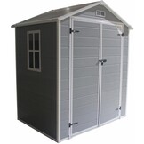 Kunststof tuinhuis - donkergrijs - 181x135x210 cm - dubbele deuren