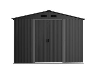 Metalen tuinhuis - grijs - 257x205x202 cm - dubbel dak