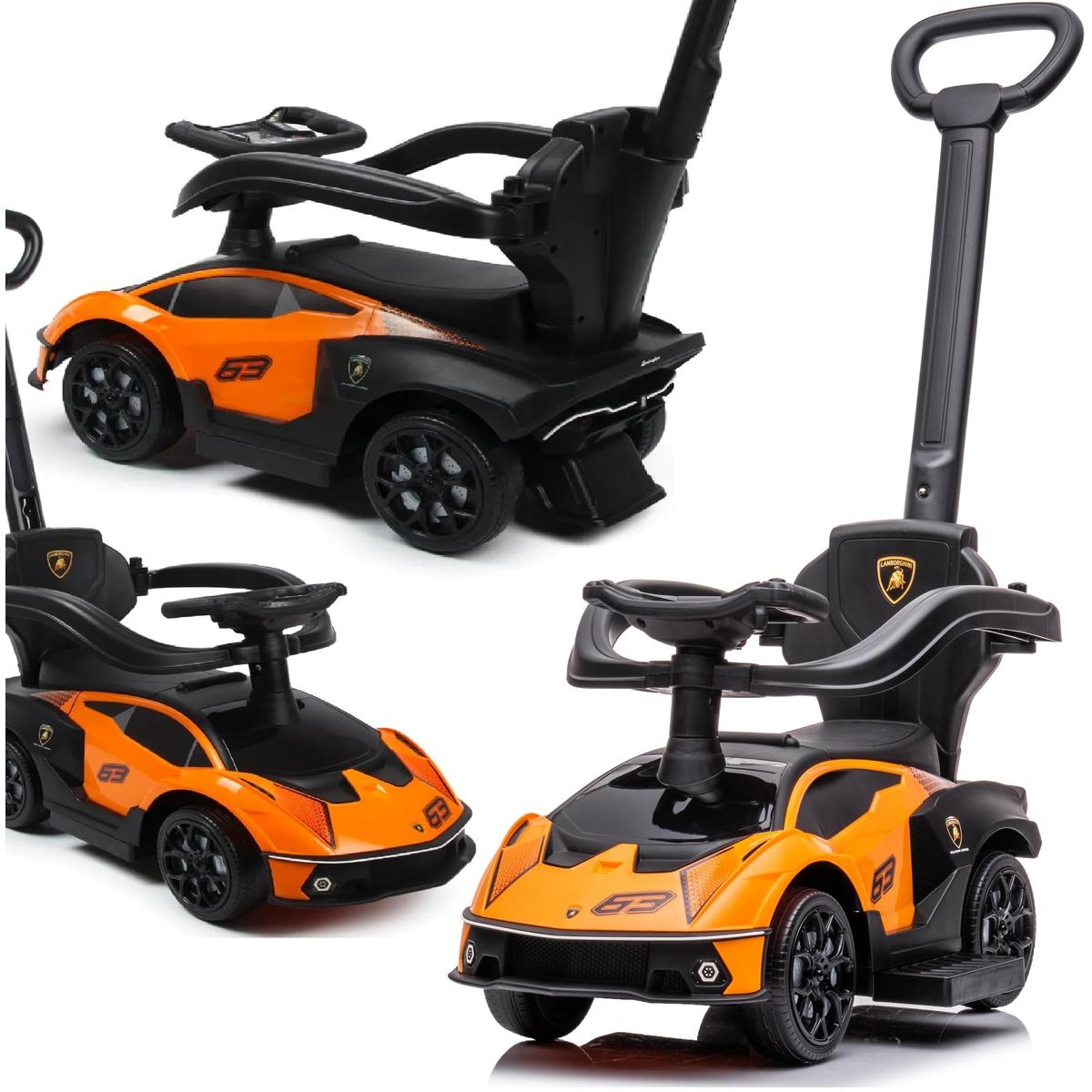 Loopauto - sport Lamborghini - oranje -veiligheidsbarrières - opbergruimte