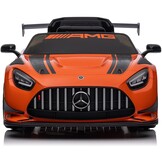 Elektrische kinderauto - oranje - Mercedes AMG GT3 - draaibaar stuur - veiligheidsgordels