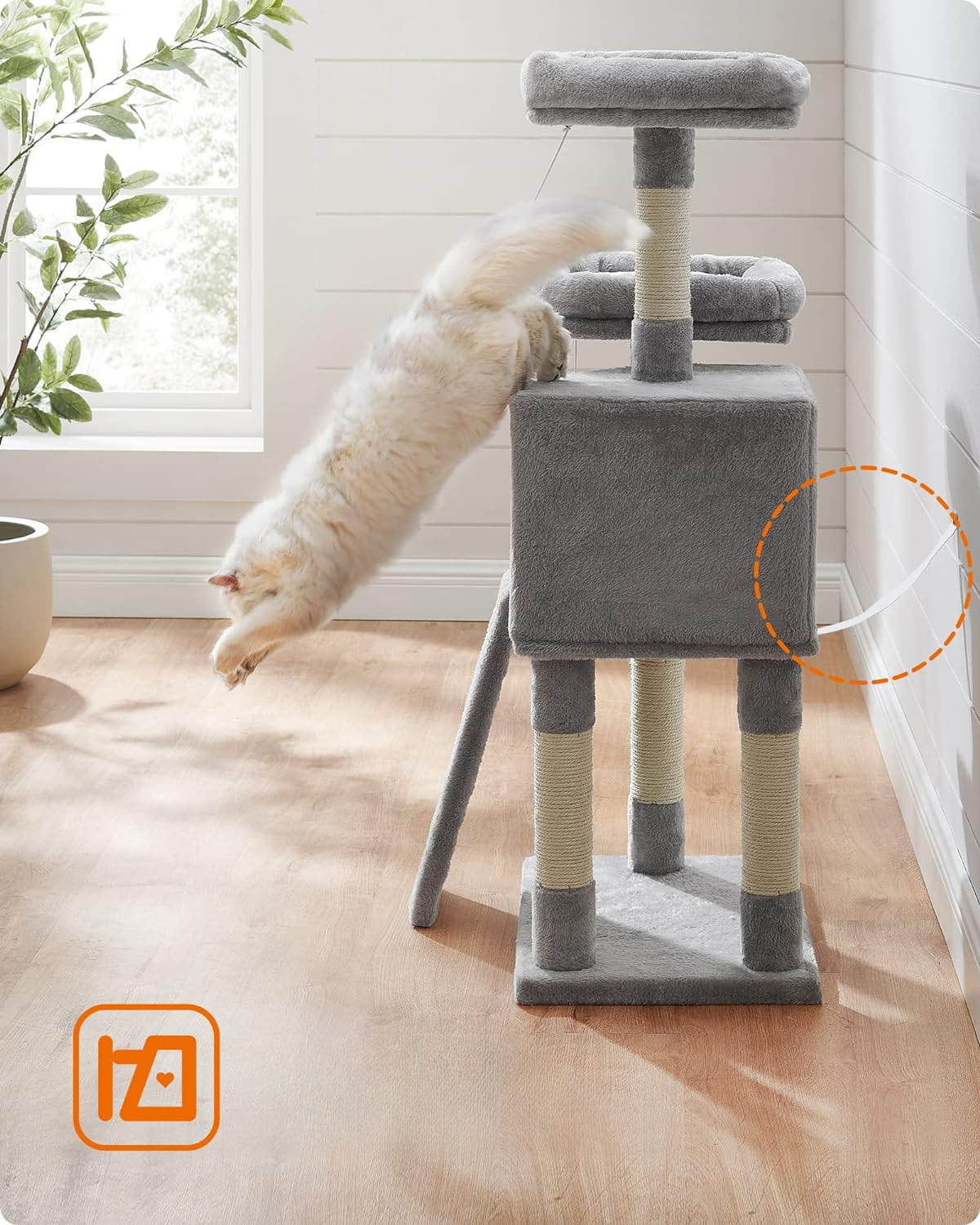 Krabpaal kat - lichtgrijs - 50x35x115 cm - sisaltouw