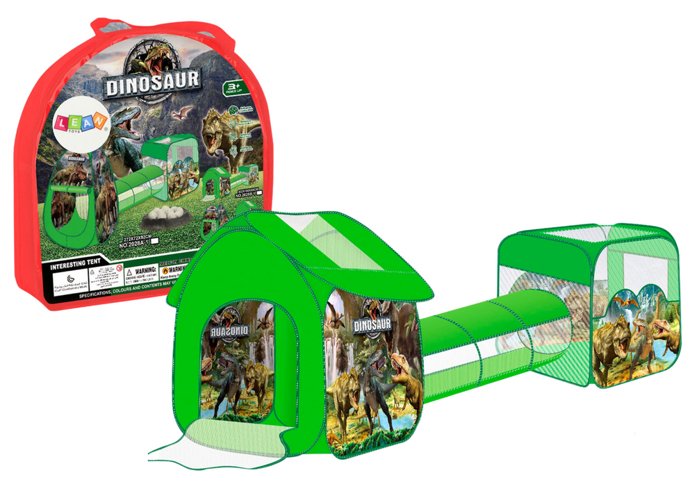 Speeltent - 3-in-1 - dinosaurus thema - 302x100x95 cm