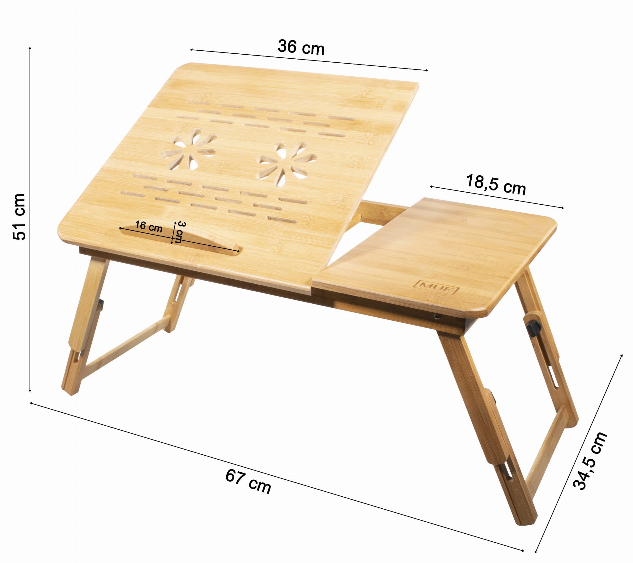 Laptop tafel - 10 stuks - bamboehout - opvouwbaar - 67x34.5x51 cm