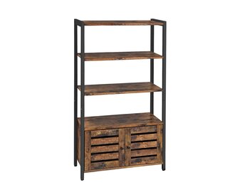 Vitrinekast - rustiek bruin - 70x30x121.5 cm - spaanplaat/metaal