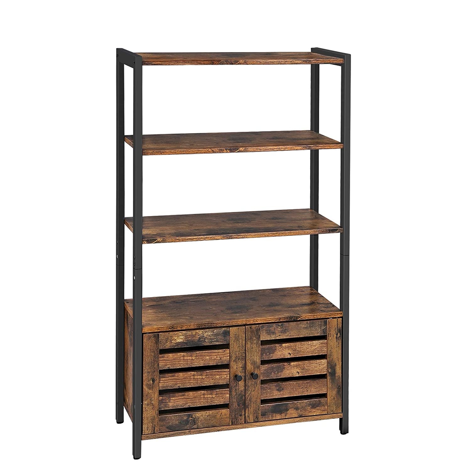 Vitrinekast - rustiek bruin - 70x30x121.5 cm - spaanplaat/metaal