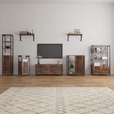 Vitrinekast - rustiek bruin - 70x30x121.5 cm - spaanplaat/metaal