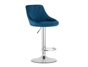 Barkruk met rugleuning - 2 stuks - marineblauw fluweel - verstelbare zithoogte