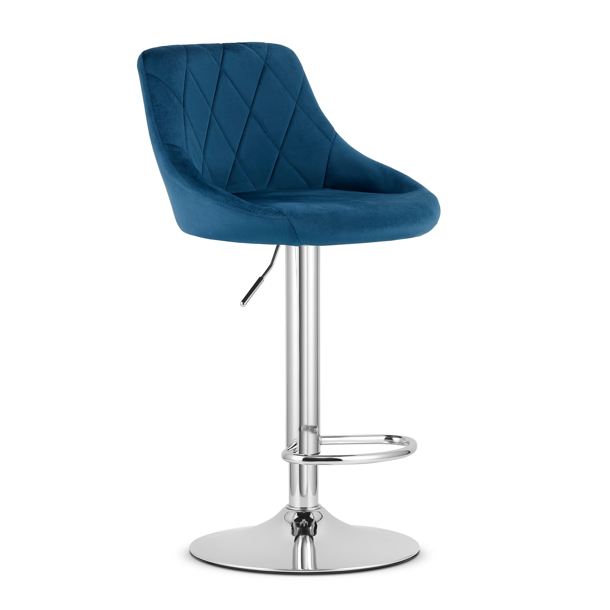 Barkruk met rugleuning - 2 stuks - marineblauw fluweel - verstelbare zithoogte
