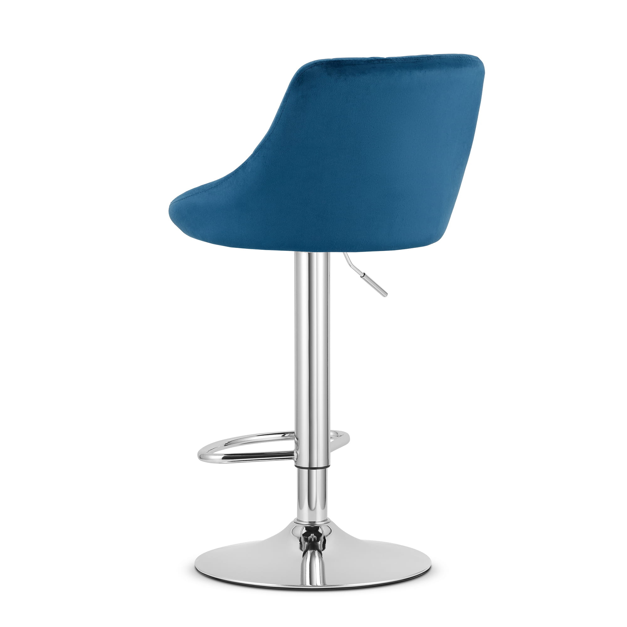 Barkruk met rugleuning - 2 stuks - marineblauw fluweel - verstelbare zithoogte
