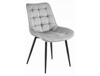 Eetkamerstoel BERA - zilvergrijs - fluwelen zitting - 88x54x60 cm