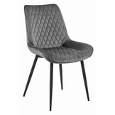 Eetkamerstoel - VERDO - donkergrijs - fluweel - metaal