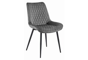 Eetkamerstoel - VERDO - donkergrijs - fluweel - metaal