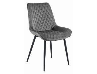 Eetkamerstoel - VERDO - donkergrijs - fluweel - metaal
