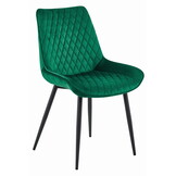 Eetkamerstoel - VERDO - 2 stuks - donkergroen fluweel - metaal