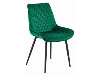 Eetkamerstoel - VERDO - 2 stuks - donkergroen fluweel - metaal