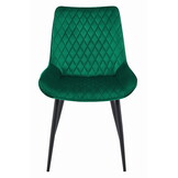 Eetkamerstoel - VERDO - 2 stuks - donkergroen fluweel - metaal