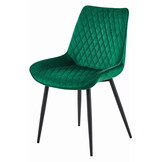 Eetkamerstoel - VERDO - 2 stuks - donkergroen fluweel - metaal