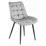 BERA stoel - set van 2 - zilvergrijs - fluwelen zitting - 88x54x60 cm