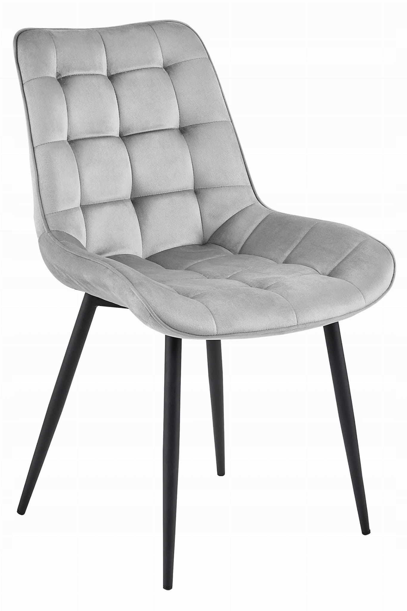 BERA stoel - set van 2 - zilvergrijs - fluwelen zitting - 88x54x60 cm