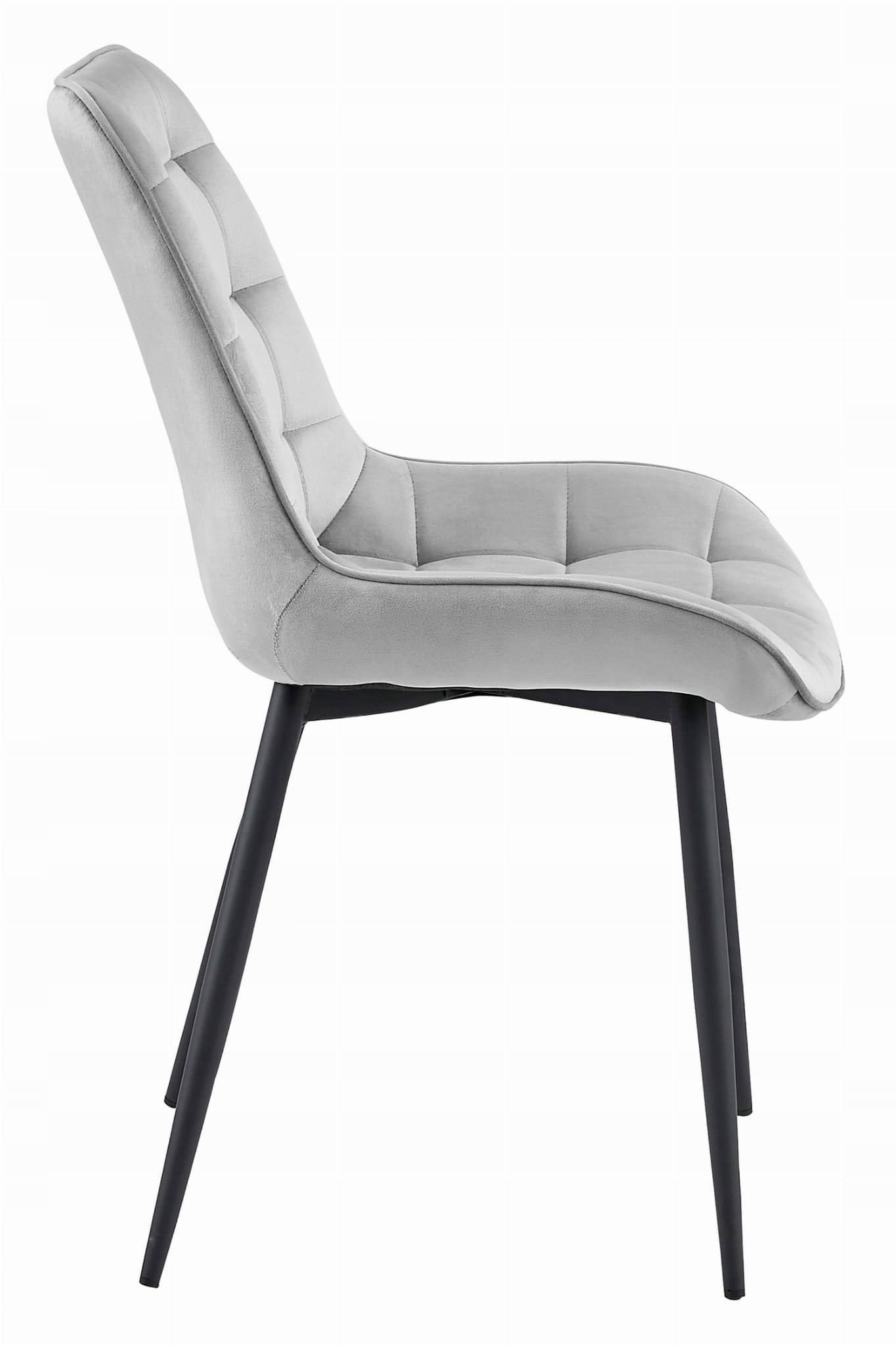 BERA stoel - set van 2 - zilvergrijs - fluwelen zitting - 88x54x60 cm