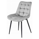 BERA stoel - set van 2 - zilvergrijs - fluwelen zitting - 88x54x60 cm