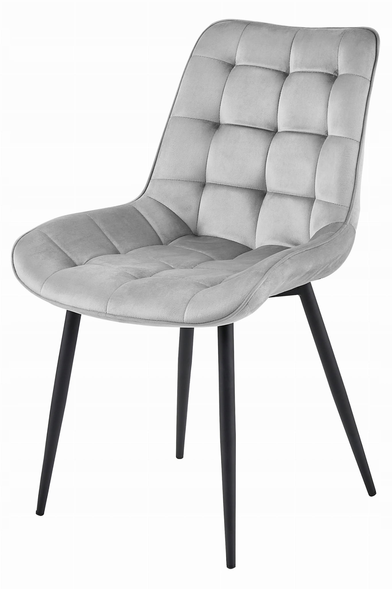 BERA stoel - set van 2 - zilvergrijs - fluwelen zitting - 88x54x60 cm
