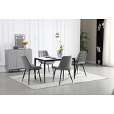 BERA stoel - set van 2 - zilvergrijs - fluwelen zitting - 88x54x60 cm