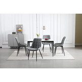 BERA stoel - set van 2 - zilvergrijs - fluwelen zitting - 88x54x60 cm