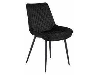 Eetkamerstoel - VERDO - 2 stuks - zwart - velours - metaal