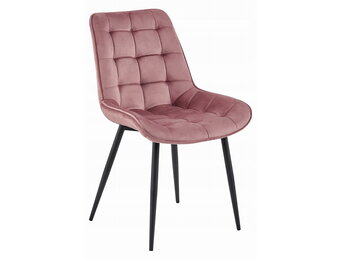 Eetkamerstoel - set van 3 - BERA - aksamit ciemny róż/nogi czarne