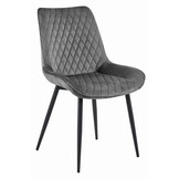 Eetkamerstoel - VERDO - set van 2 - donkergrijs - velours zitvlak