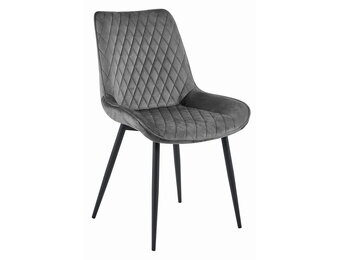 Eetkamerstoel - VERDO - set van 2 - donkergrijs - velours zitvlak