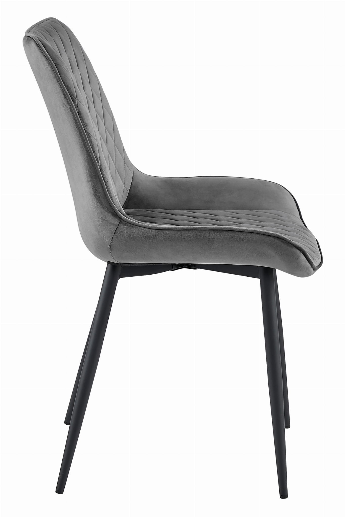 Eetkamerstoel - VERDO - set van 2 - donkergrijs - velours zitvlak