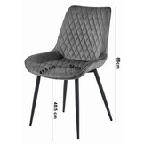 Eetkamerstoel - VERDO - set van 2 - donkergrijs - velours zitvlak