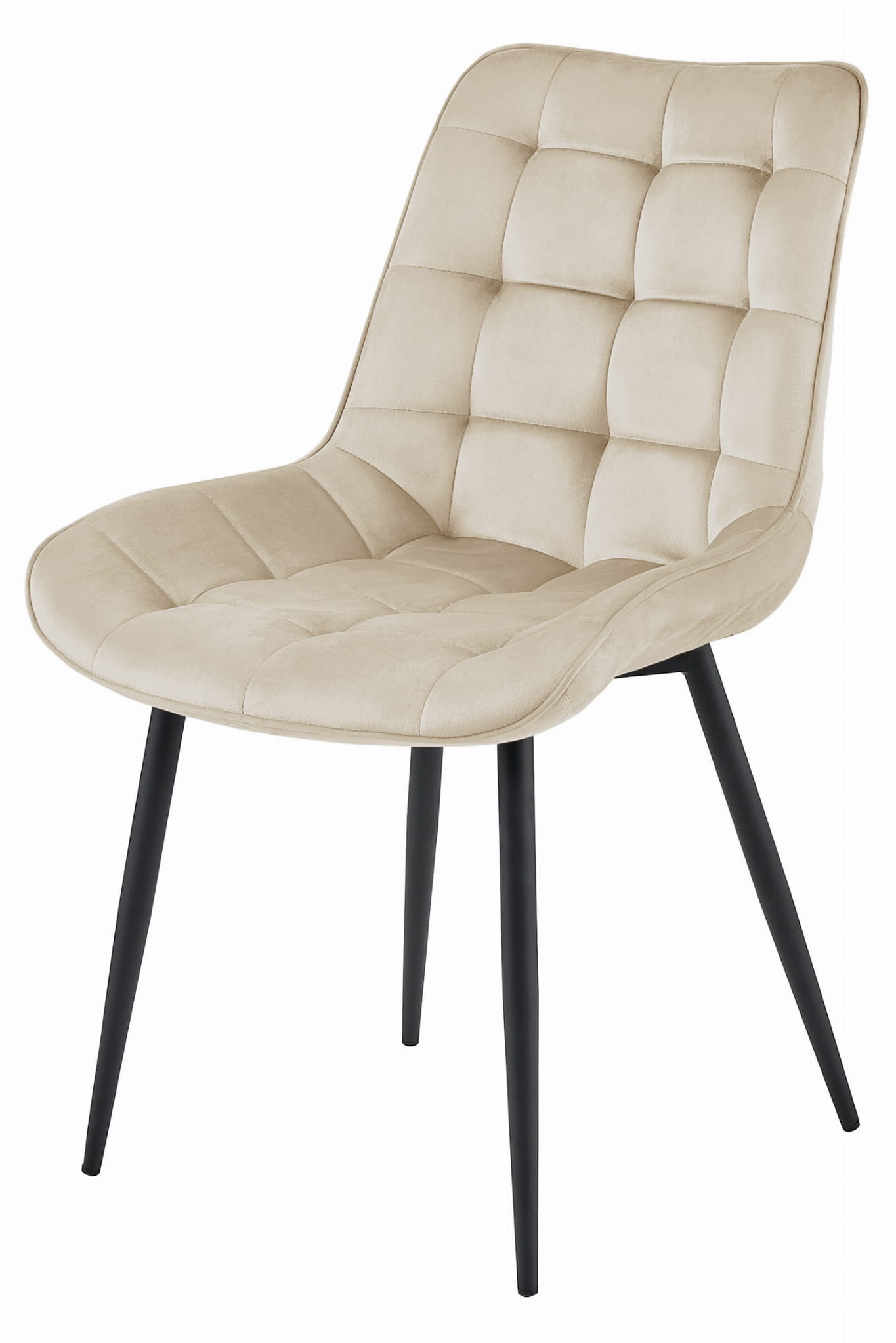 Eetkamerstoel - BERA - 2 stuks - beige - fluwelen zitvlak - 88x54x60 cm
