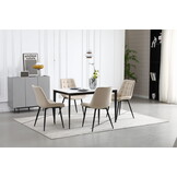 Eetkamerstoel - BERA - 2 stuks - beige - fluwelen zitvlak - 88x54x60 cm