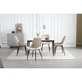 Eetkamerstoel - BERA - 2 stuks - beige - fluwelen zitvlak - 88x54x60 cm