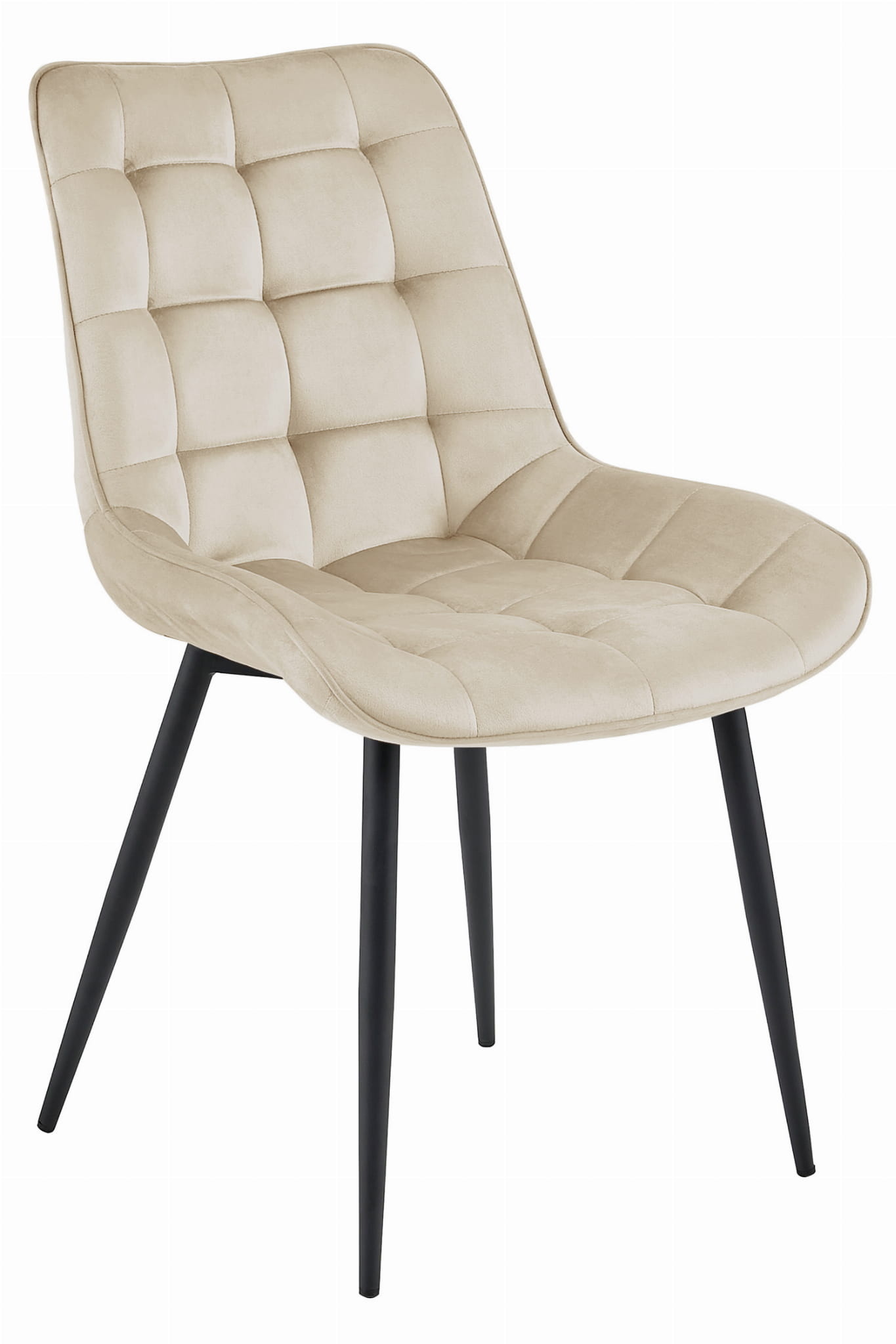 Eetkamerstoel BERA - 3 stuks - beige fluweel - metaal zwart