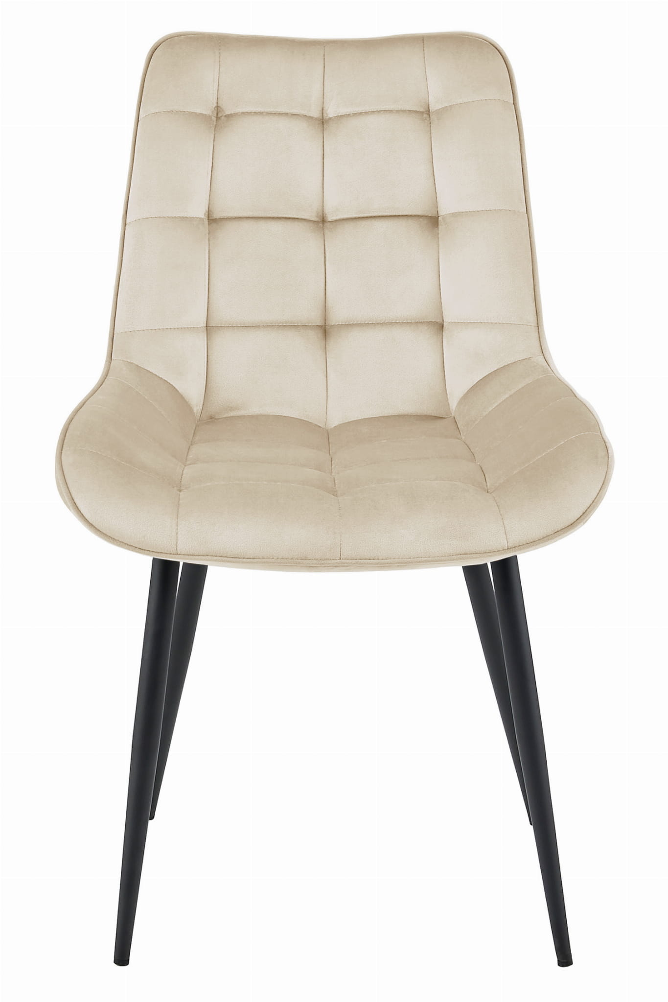 Eetkamerstoel BERA - 3 stuks - beige fluweel - metaal zwart
