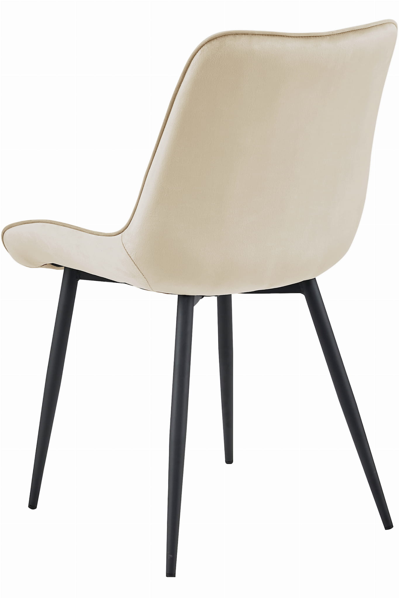 Eetkamerstoel BERA - 3 stuks - beige fluweel - metaal zwart