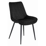 Eetkamerstoel - VERDO - zwart - fluwelen zitting - 88x54.5x59.5 cm