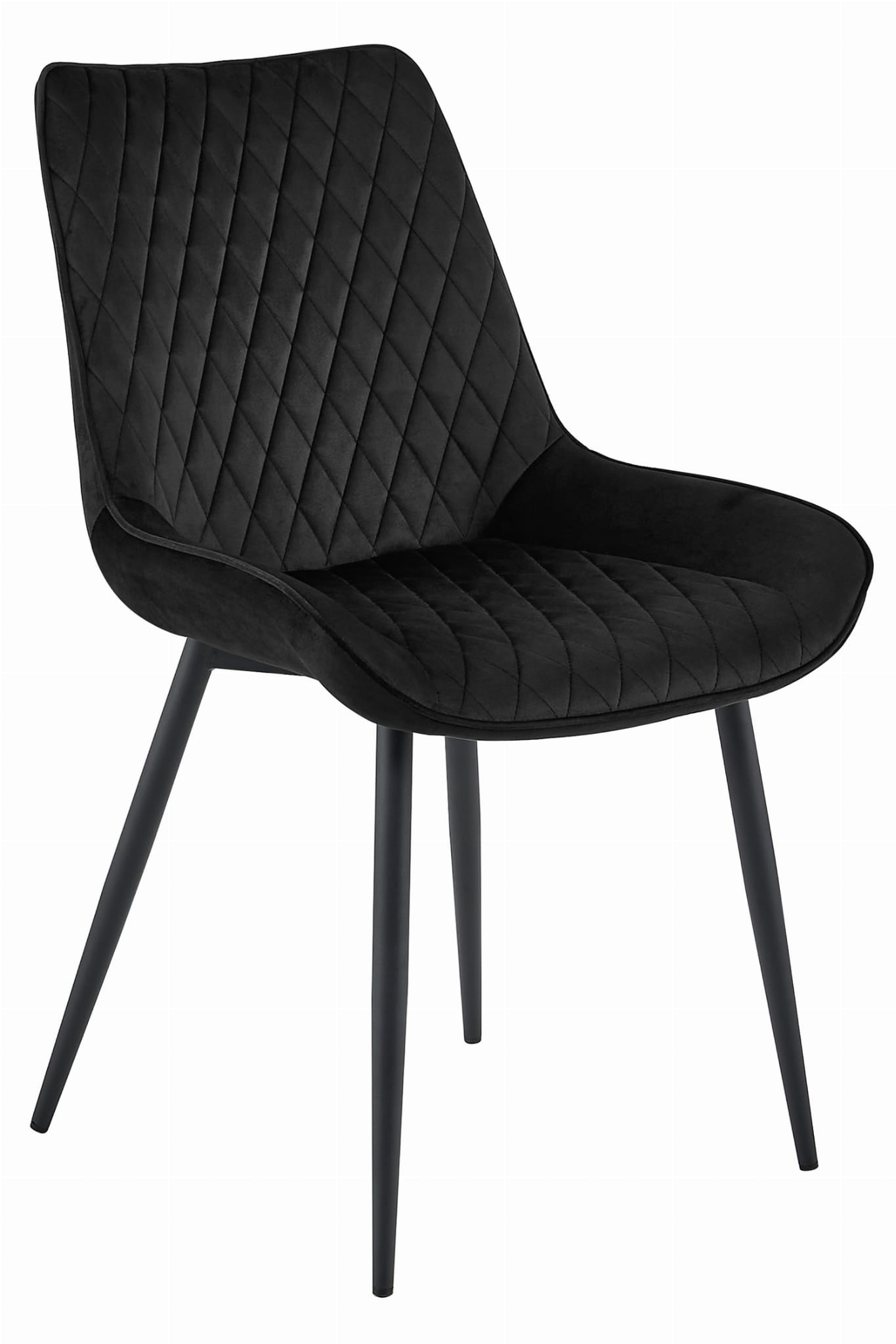 Eetkamerstoel - VERDO - zwart - fluwelen zitting - 88x54.5x59.5 cm