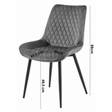 Eetkamerstoel - VERDO - zwart - fluwelen zitting - 88x54.5x59.5 cm