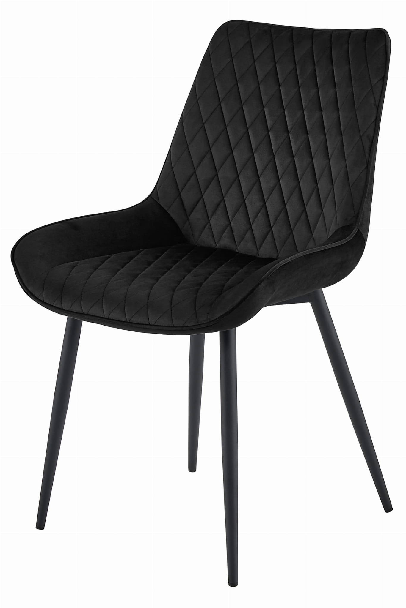 Eetkamerstoel - VERDO - zwart - fluwelen zitting - 88x54.5x59.5 cm