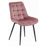 Eetkamerstoel - BERA 4 stuks - donkerroze fluweel - zwarte poten