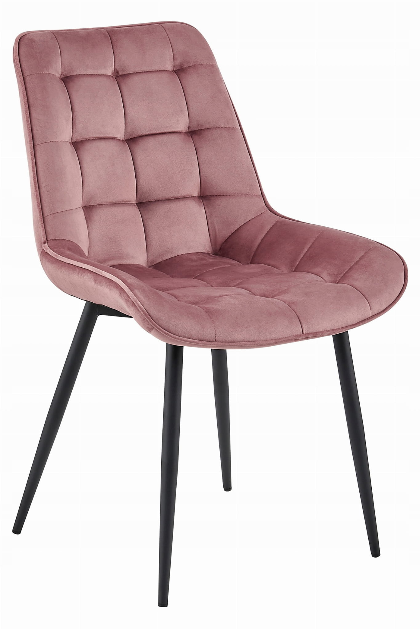 Eetkamerstoel - BERA 4 stuks - donkerroze fluweel - zwarte poten