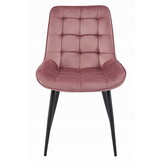 Eetkamerstoel - BERA 4 stuks - donkerroze fluweel - zwarte poten