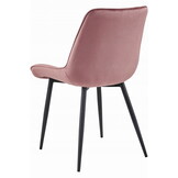 Eetkamerstoel - BERA 4 stuks - donkerroze fluweel - zwarte poten