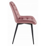 Eetkamerstoel - BERA 4 stuks - donkerroze fluweel - zwarte poten