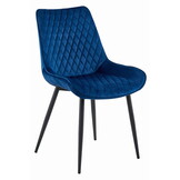 Eetkamerstoel - VERDO - marineblauw - fluwelen zitting - 88x54,5x59,5 cm